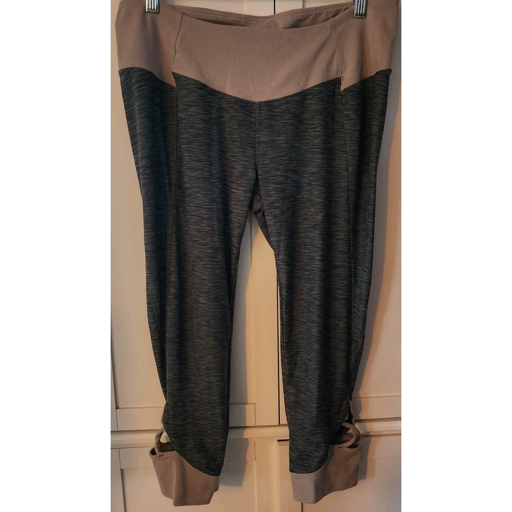 PrAna Workout Yoga Gray Green Blue Leggings Cropped Pants Size XL